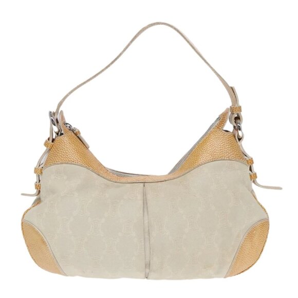 CELINE Paris Macadam Canvas Shoulder Bag Gray Silver Auth 92677 - Picture 1 of 15